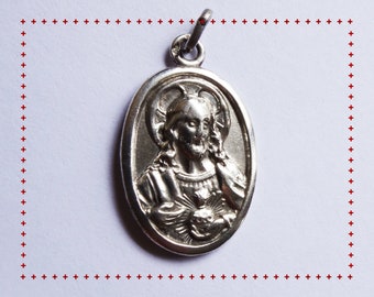 Sacred Heart of Jesus Christ – French Antique Medal with the Holy Mother and Child Jesus