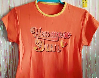 1990s Fun Supercute Orange Crop Top - Kawaii Kids