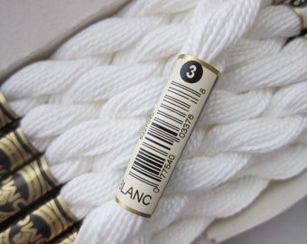 White #BLANC, DMC Perle Cotton, Size 3 - 15m / 16.4 yd Skeins - Available in Single Skeins, Larger Pkgs & Full (12 skein) Boxes