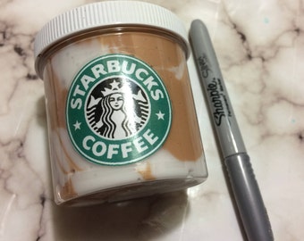 Large Coffee & Cream Frappuccino Slime 6 oz. - Starbucks Inspired Fluffy, Stretchy, Clicky Scented Slime