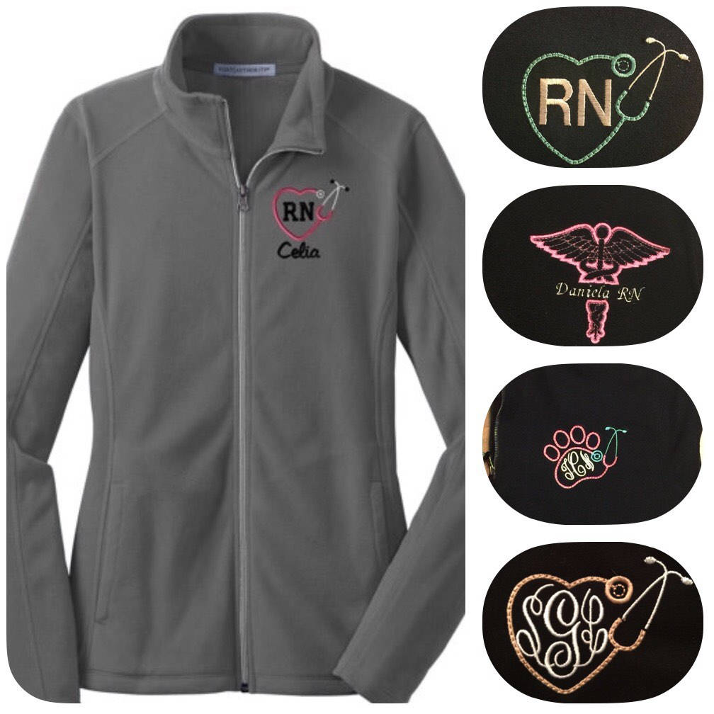 Nurses Monogrammed lightweight Micro Fleece Full zip Jacket.