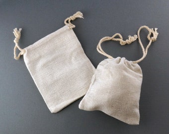 Beige Cotton Gift Bags - 3 inch x 4 inch - Light colored fabric Favor bag - 10 peices
