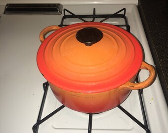 Vintage Le Creuset Flame Orange Dutch Oven/Cocotte w/ Lid - 2 qt (Made in France)