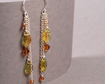 Leaves Earrings - Leaf Earrings - Dangle Earrings - Elven Earrings - Silver Learf Earrings - Nature Earrings