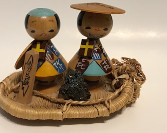 Vintage Kokeshi Dolls// Japanese Wood Dolls// Japanese Toys