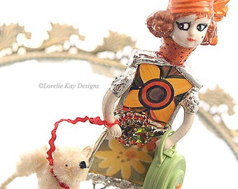 Coco & Fifi Art Doll Broken China Mixed Media Soldered Flapper Girl Art Doll Lorelie Kay Original