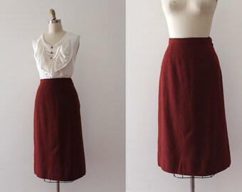 vintage 1950s wool skirt // 50s textured skirt