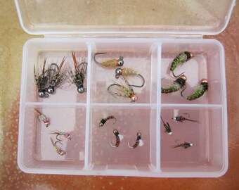 Nymph Fly Box (18 flies), flies for fly fishing, euro nymphs