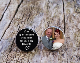 Dad of all the walks we've taken , Memorial Cufflinks, Photo Cufflinks, Grooms Cufflinks, Personalised cufflinks, Wedding day cufflinks, 925