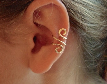 14K Gold Ear Cuff Single, Rose Gold Filled Ear Cuff Or Sterling Silver Ear Cuff, Your Choice Hand Hammered Single Piece