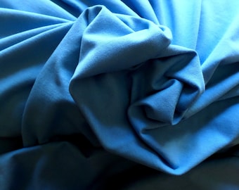 Jersey Knit Fabric Organic Cotton, Wool, Lycra Cornflower Blue, 70 inches Wide