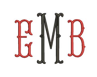 Fish tail Monogram Embroidery Font 4 Size Font Machine Embroidery Font Instant Download 9 Formats Embroidery Pattern PES and BX