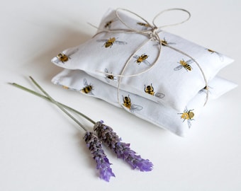 Bees Lavender sachet set - Herb sachet cotton - Drawer Aroma sachet - Favor - Organic Lavender bag - Gift sachet