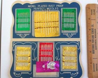 Vintage Atomic Gold Eye Sewing Needles Pack, Unused Vintage Set of Assorted Nickel Plated Needles