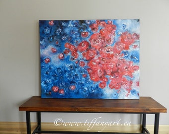 Roses abstract painting, roses acrylic painting, red roses and blue roses abstract painting, original painting, floral painting abstract