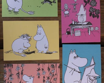 Moomin postcards, set of 5 from Finland, Muumi, Troll adorable colourful cards