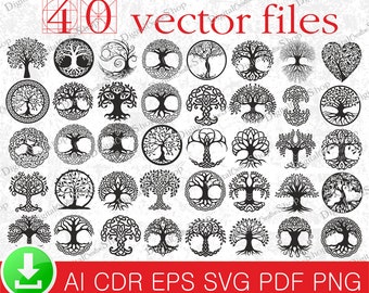 40 Tree of Life svg,Tree of life art print svg,Tree of life wall art,Tree of life tattoo files,Tree of life digital download P008