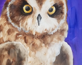 Owl with Blue/Purple Background