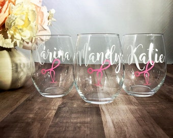 Breast cancer nurse, breast cancer wine glass, nurse gift, cancer nurse gift, gift for nurses, gift for cancer nurses, breast cancer gifts