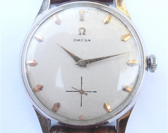 Vintage Omega Mens Dress Watch Genuine Omega Watch European Model Omega Watch Omega Chrome Plated Watch Vintage Omega Honeycomb Dial Face