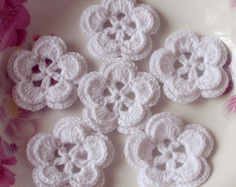 6 Crochet Flowers In White YH-022-06