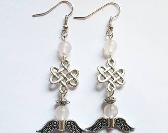 Celtic Earrings: Isolde (genuine Rose Quartz)