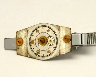 Steampunk tie bar. Steampunk tie tack. Steampunk men.