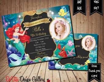 Little Mermaid Invitation, Little Mermaid Birthday Invitation ,Little Mermaid Party, Little Mermaid Invitations , Ariel, Under The Sea