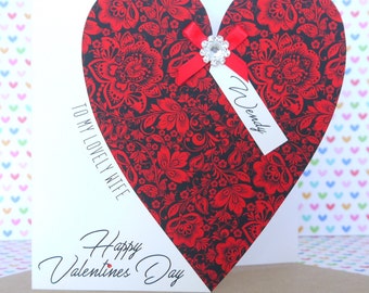 Personalised Handmade Valentine's Day Card, Husband, Wife, Girlfriend, Boyfriend