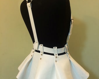 Skirt peplum,leather skirt peplum,vegan leather skirt, leather body harness