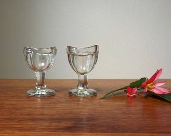 Glass Eye Wash Cups ~ A Pair ~ Vintage Home Medical Device