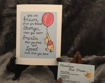 classic winnie the pooh thinking of you card pooh quote brave encouragement inspiration i love you love miss you surgery hospital visit sick