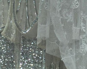 ART DECO 1920's Flapper Great Gatsby, inspired irridescent sequins, shimmering Wedding Dress, Beaded Deco dress