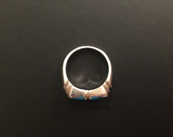 Vintage art deco sterling silver ring with turquoise