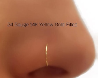 24 Gauge 14K Rose, Yellow Gold Filled Nose Hoop Nose Ring G 18G 20G 22G 24G Gold Nose Piercing