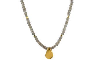 SALE ITEM - Gold Drop Labradorite Necklace