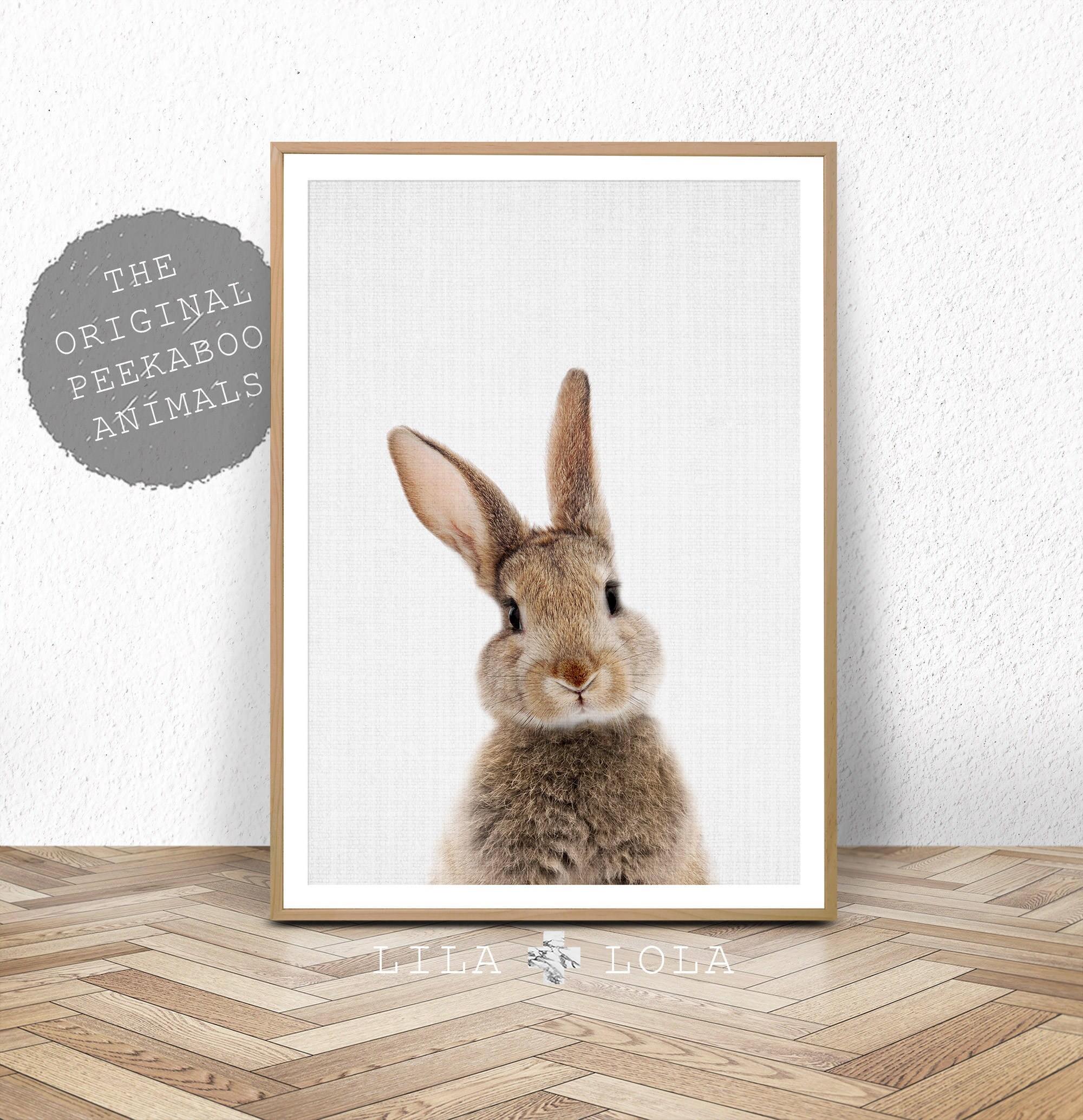 Rabbit Print Wall Art Nursery Animal Decor Woodland Animal