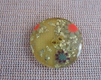 4pcs round buttons, floral buttons, flowers and buttons 23mm, yellow buttons, button holes, buttons UnionKnopf sewing buttons