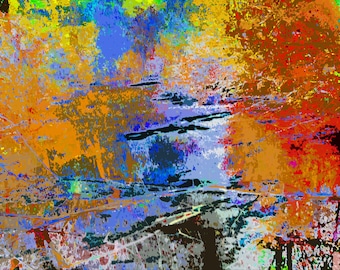 Abstract Nature Art 8x10 Modern Color Photography Print - Pond Reflections