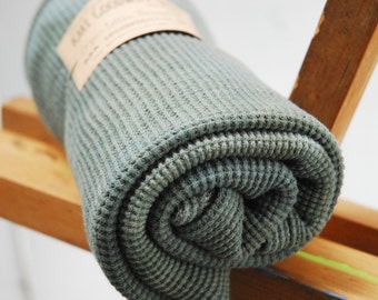 Organic Thermal Cotton Blanket - Light Weight, Hand Dyed, Organic Baby Blanket - Muir Green
