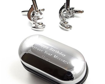 Scientific Microscope Scientists Cufflinks (X2AJ428) & Engraved Gift Box - Novelty Cufflinks, Quirky Cufflinks, Personalised Cufflink Box
