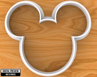 Mickey Mouse Cookie Cutter, Selectable sizes from 1 to 8 inches, Sharp Edge Upgrade