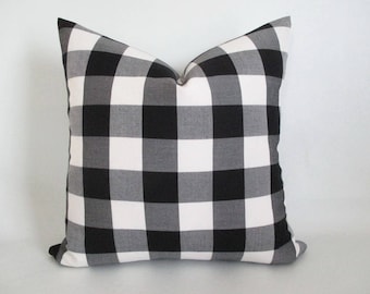 Pillow Cover Buffalo Plaid Black and White Both Sides Zipper Opening New F/W 2017/18