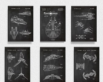 Star Wars Patents Set of 6 Prints, Star Wars Prints, Star Wars Posters, Star Wars Blueprints, Star Wars Art, Star Wars Wall Art