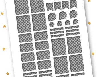 ECLP Transparent Assorted Template // Transparent .PNG // Vertical Erin Condren Life Planner Stickers