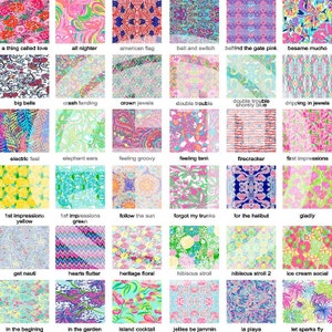 Lilly Pulitzer printed indoor, outdoor, glitter and metallic VINYL and heat transfer vinyl HTV and applique FABRIC