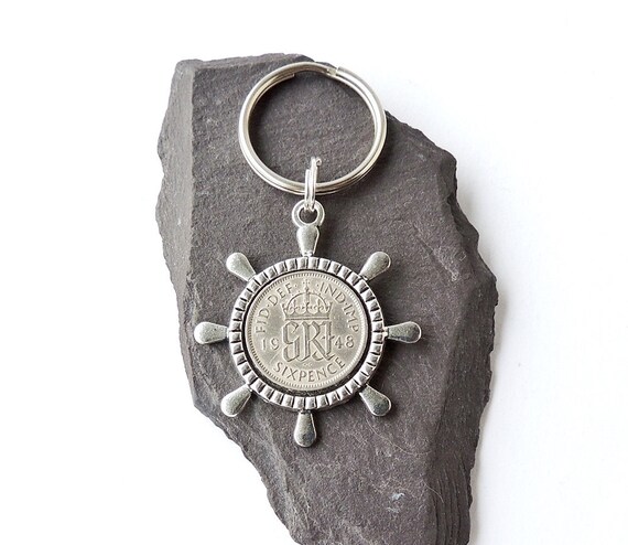 1948 Sixpence Keyring for Sailor