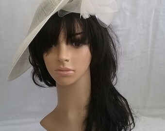 Sabrina..Ivory Hatinator..Stunning Sinamay Fascinator Hat on a Headband..Hatinator