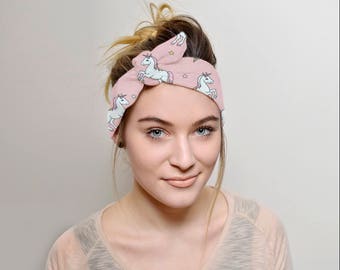 Unicorns Headband Adult, Tie headband, Women Vintage style, tie head band, hair covering, headbands for women, Top Knot Headbands