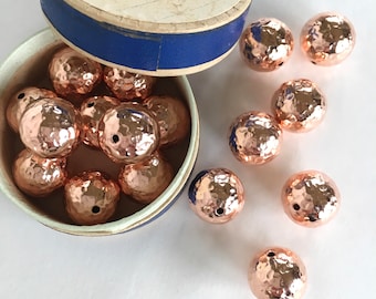 Copper Beads, Hammered Copper Beads, 12mm, 8Pcs